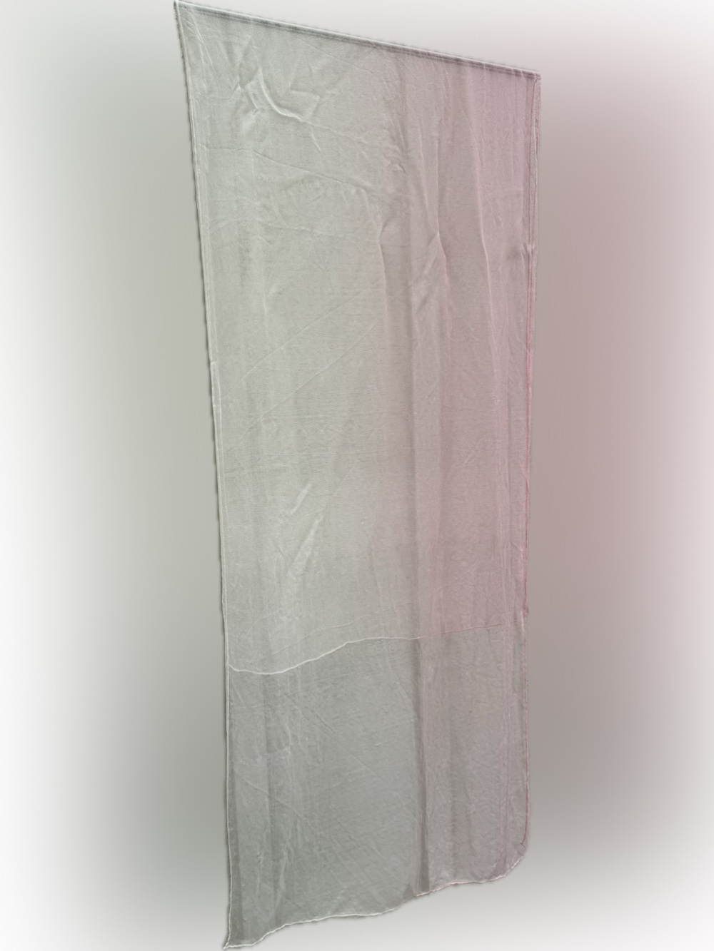 100% SILK SCARF ITALY PINK WHITE OMBRÉ ≈70”x19” SHEER VINTAGE Y2K ITALIAN WRAP - Picture 8 of 16